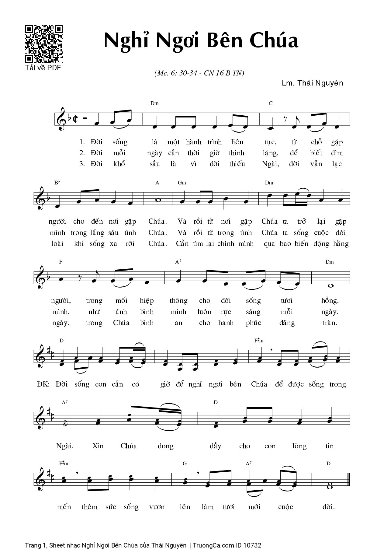 Page 1 of Sheet music PDF Nghỉ Ngơi Bên Chúa - Thái Nguyên