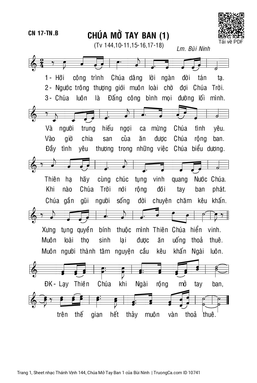 Sheet PDF of Thánh Vịnh 144, Chúa Mở Tay Ban 1