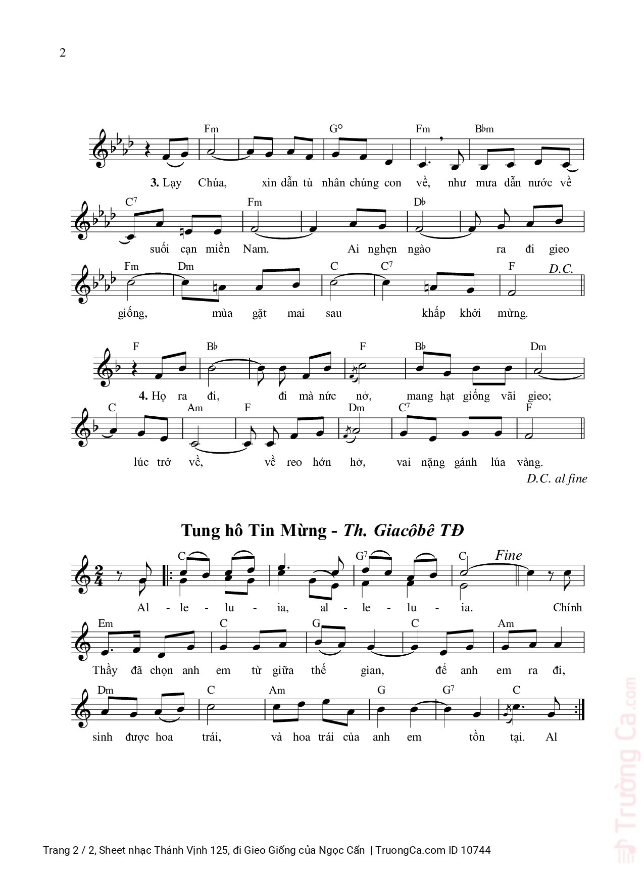 Ai nghẹn ngào ra đi gieo giống mùa gặt mai sau khấp khởi mừng, Trang 2