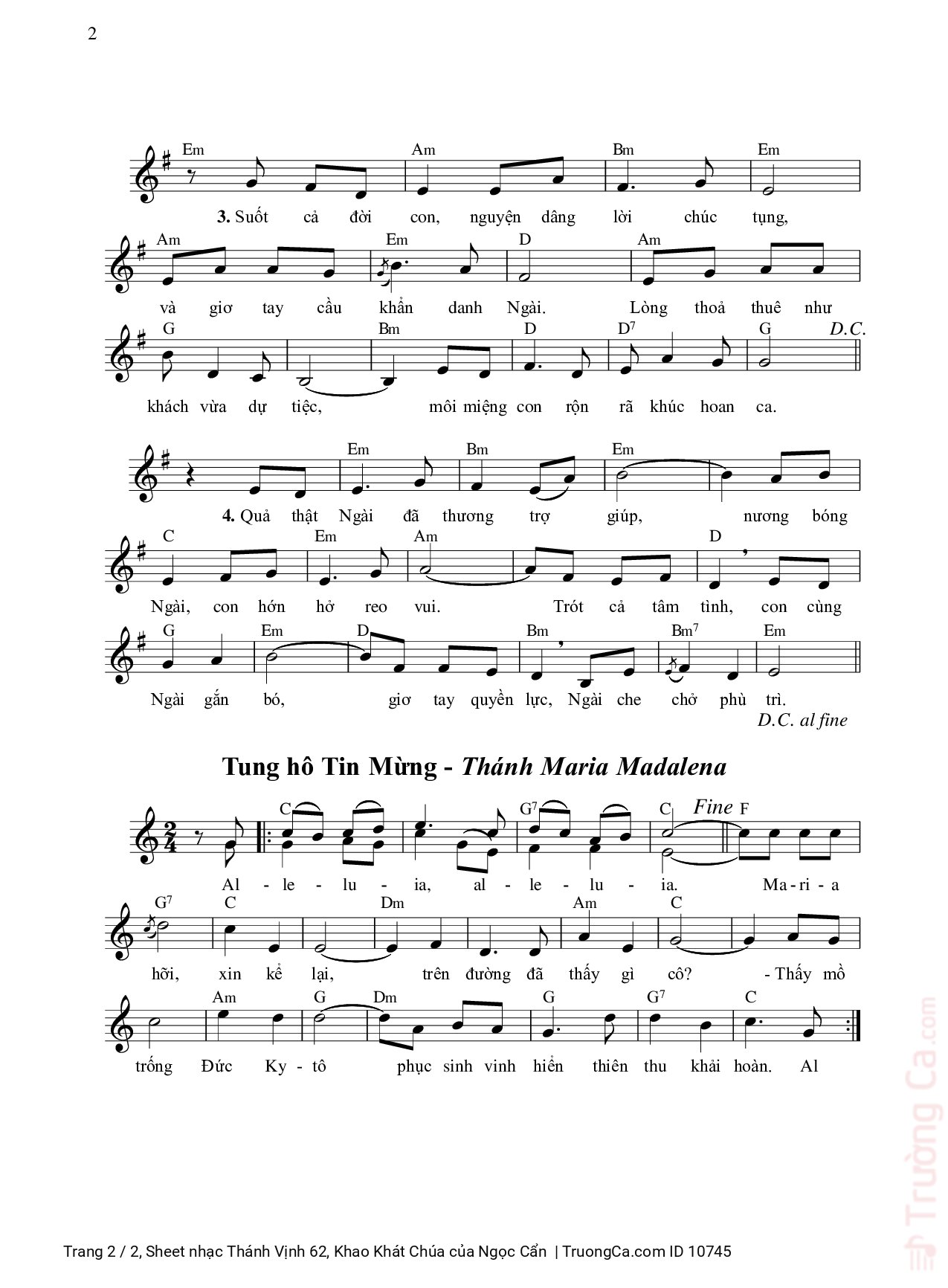Page 2 of Sheet music PDF Thánh Vịnh 62, Khao Khát Chúa - Ngọc Cẩn