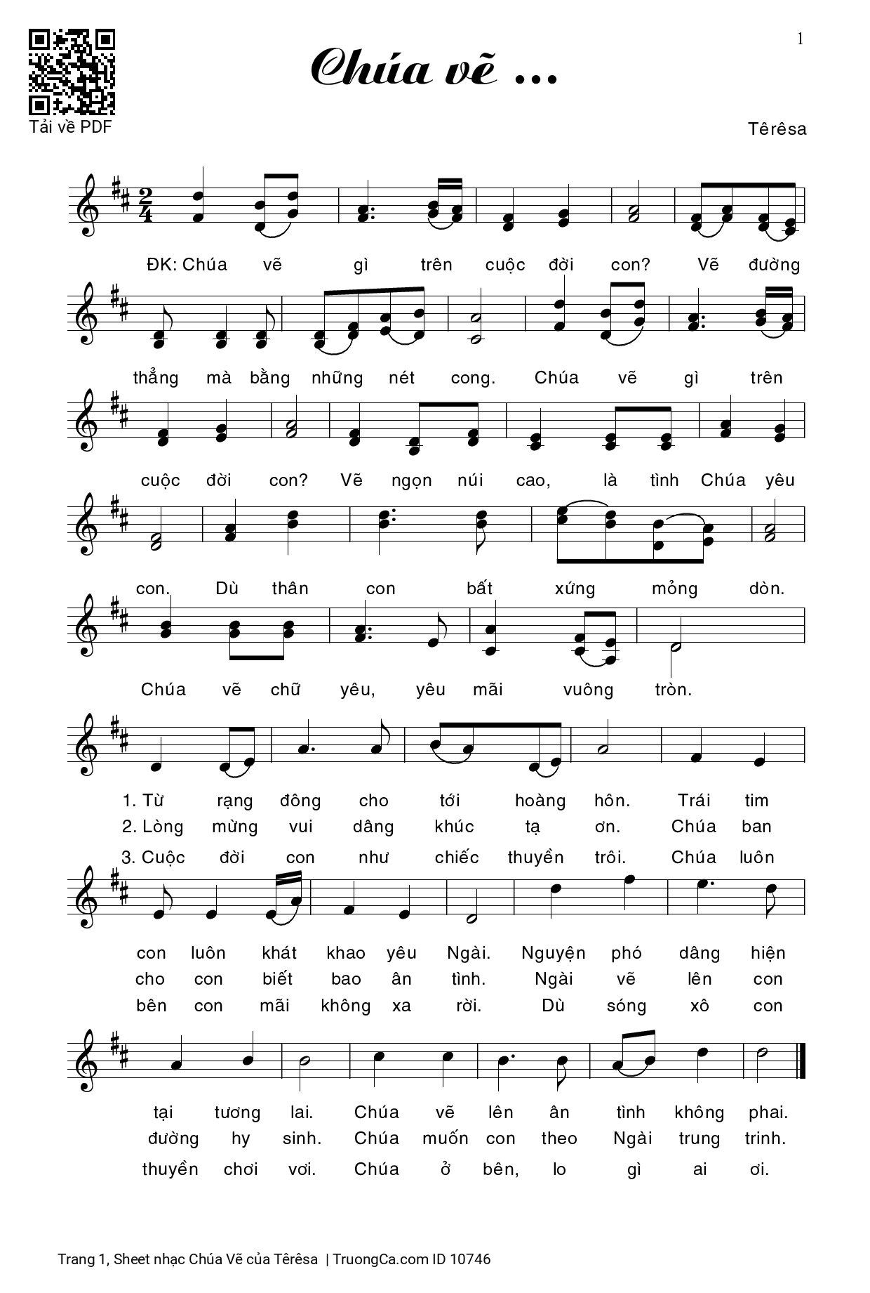 Page 1 of Sheet music PDF Chúa Vẽ - Têrêsa
