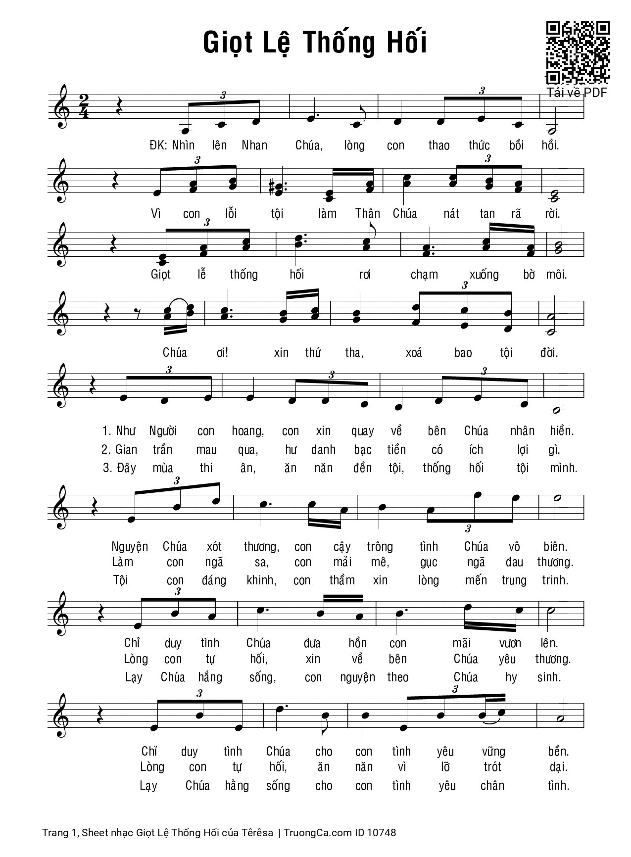 Sheet PDF of Giọt Lệ Thống Hối