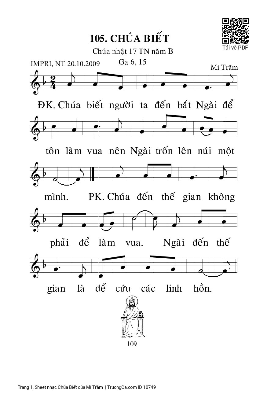 Page 1 of Sheet music PDF Chúa Biết - Mi Trầm