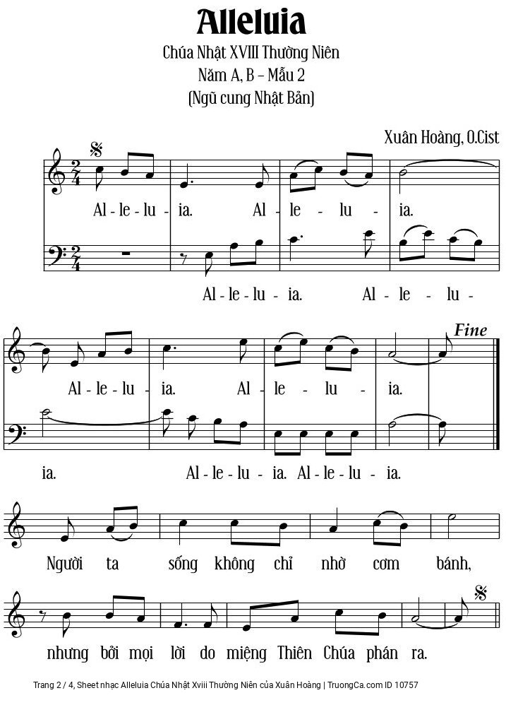 Page 2 of Sheet music PDF Alleluia Chúa Nhật Xviii Thường Niên - Xuân Hoàng