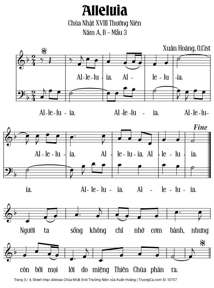 Page 3 of Sheet music PDF Alleluia Chúa Nhật Xviii Thường Niên - Xuân Hoàng