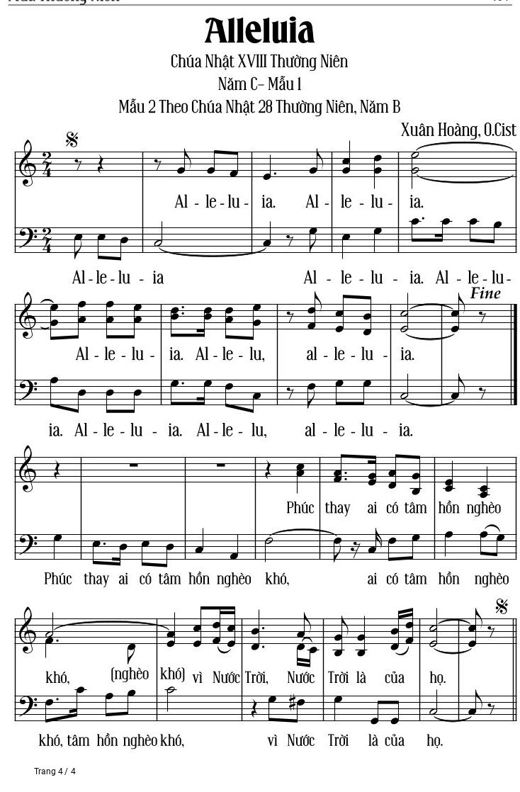 Page 4 of Sheet music PDF Alleluia Chúa Nhật Xviii Thường Niên - Xuân Hoàng