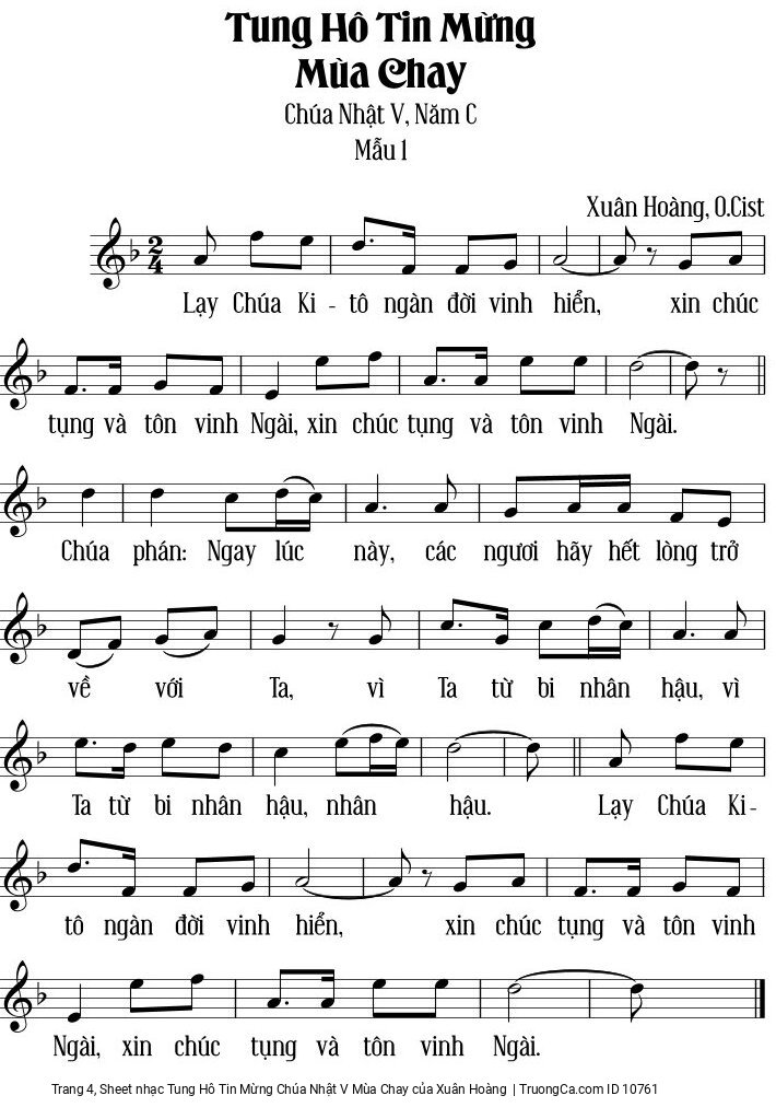 Page 4 of Sheet music PDF Tung Hô Tin Mừng Chúa Nhật V Mùa Chay - Xuân Hoàng