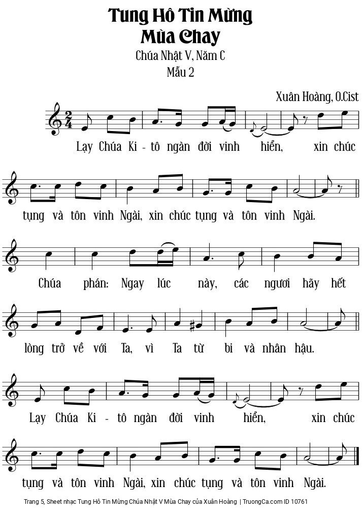 Page 5 of Sheet music PDF Tung Hô Tin Mừng Chúa Nhật V Mùa Chay - Xuân Hoàng