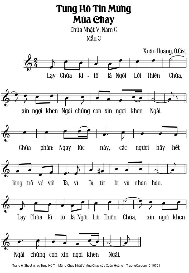 Page 6 of Sheet music PDF Tung Hô Tin Mừng Chúa Nhật V Mùa Chay - Xuân Hoàng