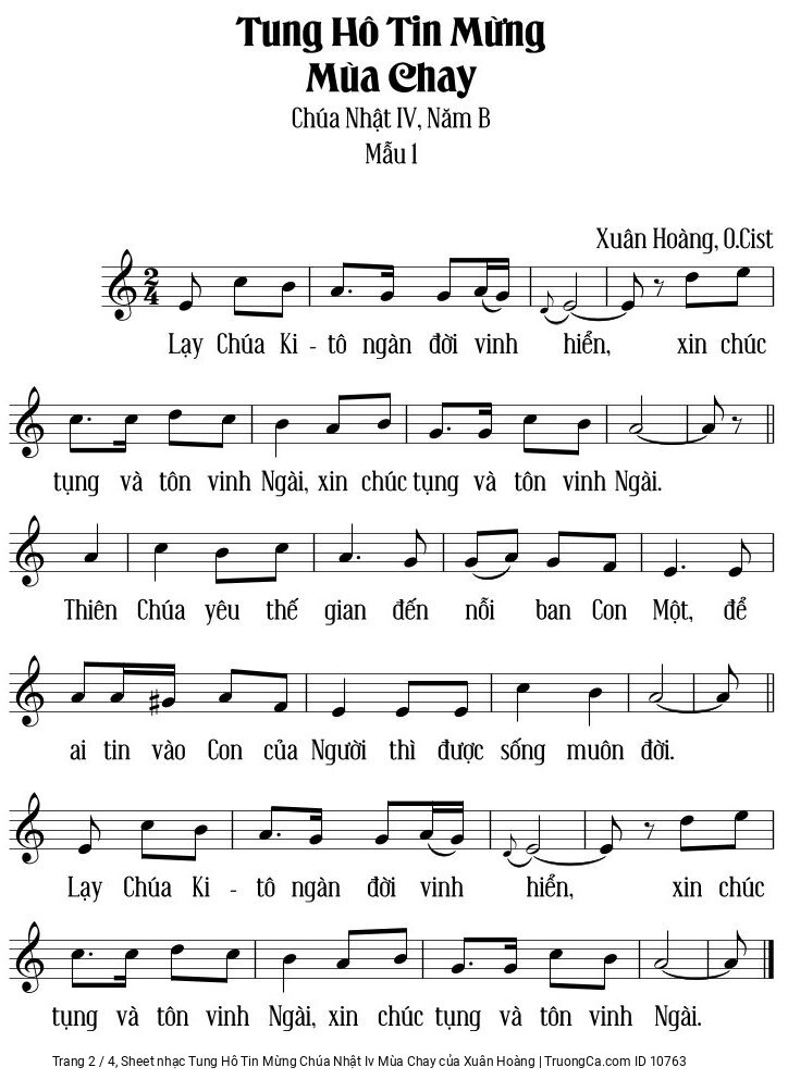 Page 2 of Sheet music PDF Tung Hô Tin Mừng Chúa Nhật Iv Mùa Chay - Xuân Hoàng