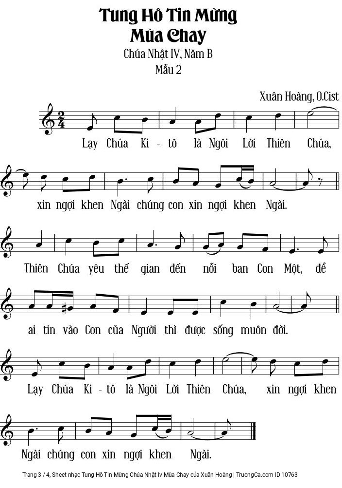 Page 3 of Sheet music PDF Tung Hô Tin Mừng Chúa Nhật Iv Mùa Chay - Xuân Hoàng