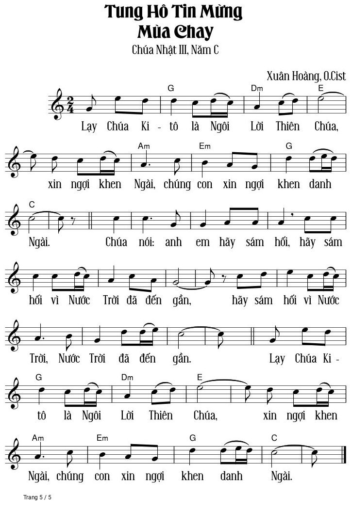 Page 5 of Sheet music PDF Tung Hô Tin Mừng Chúa Nhật Iii Mùa Chay - Xuân Hoàng