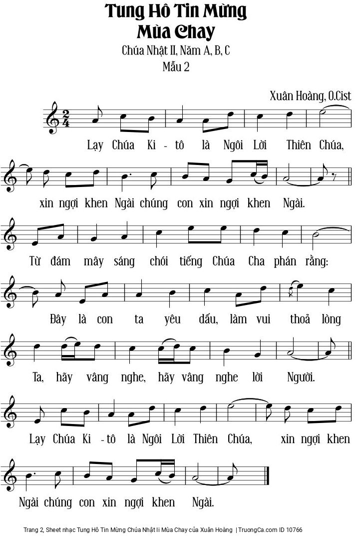 Page 2 of Sheet music PDF Tung Hô Tin Mừng Chúa Nhật Ii Mùa Chay - Xuân Hoàng