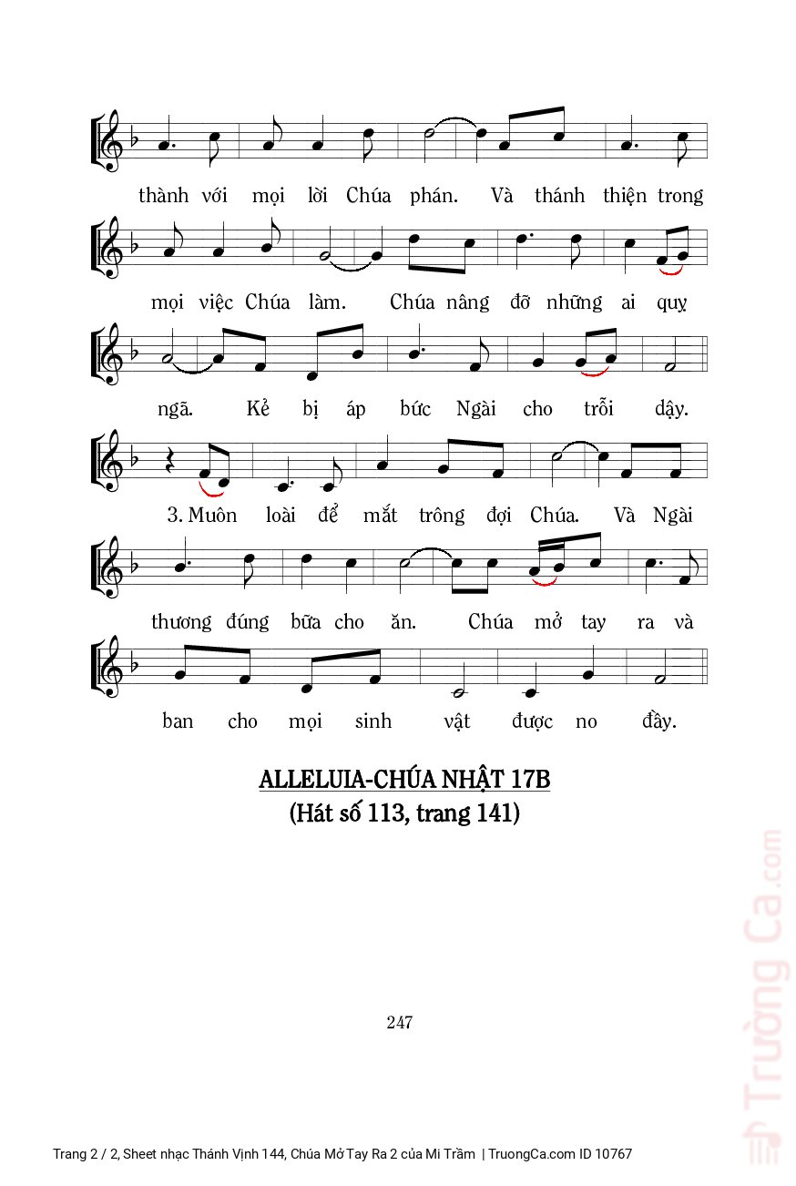 Page 2 of Sheet music PDF Thánh Vịnh 144, Chúa Mở Tay Ra 2 - Mi Trầm