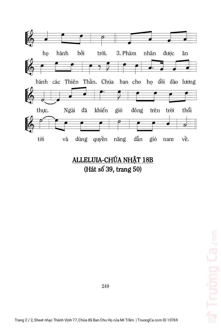 Page 2 of Sheet music PDF Thánh Vịnh 77, Chúa đã Ban Cho Họ - Mi Trầm