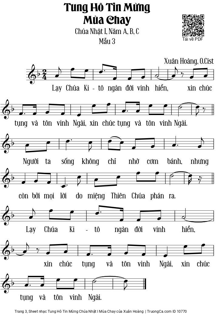 Page 3 of Sheet music PDF Tung Hô Tin Mừng Chúa Nhật I Mùa Chay - Xuân Hoàng