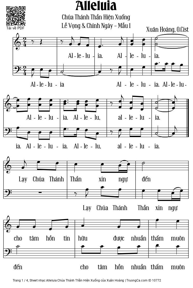 Sheet PDF of Alleluia Chúa Thánh Thần Hiện Xuống