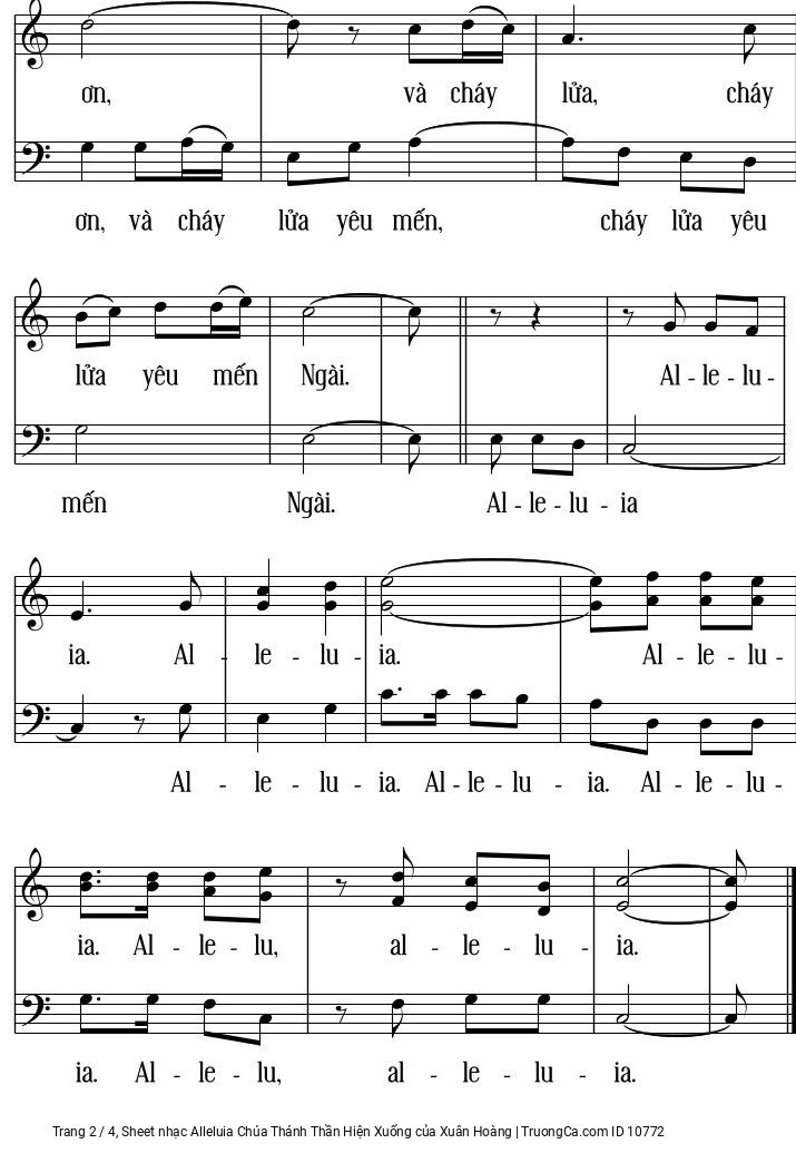Page 2 of Sheet music PDF Alleluia Chúa Thánh Thần Hiện Xuống - Xuân Hoàng