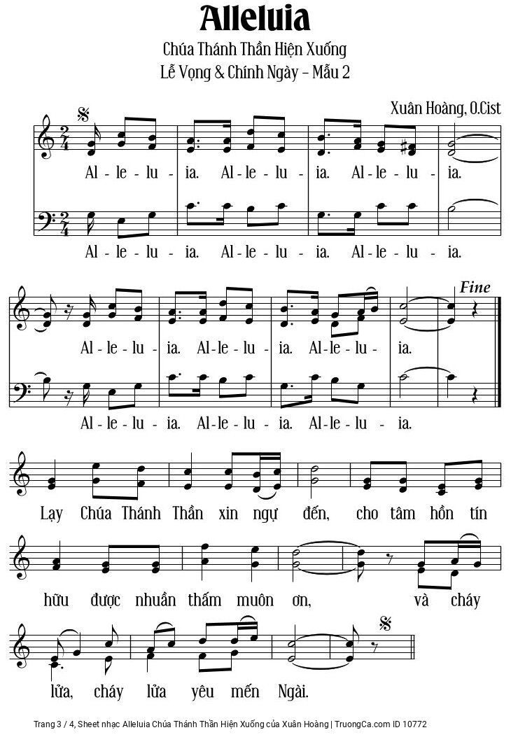 Page 3 of Sheet music PDF Alleluia Chúa Thánh Thần Hiện Xuống - Xuân Hoàng