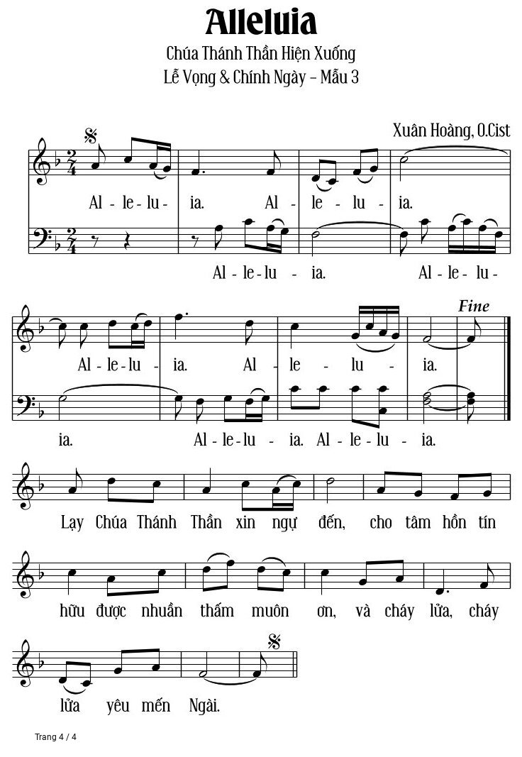 Page 4 of Sheet music PDF Alleluia Chúa Thánh Thần Hiện Xuống - Xuân Hoàng