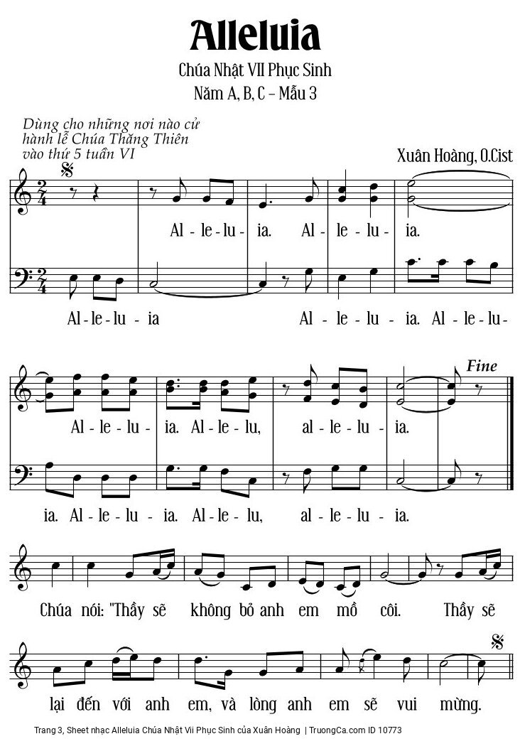 Page 3 of Sheet music PDF Alleluia Chúa Nhật Vii Phục Sinh - Xuân Hoàng