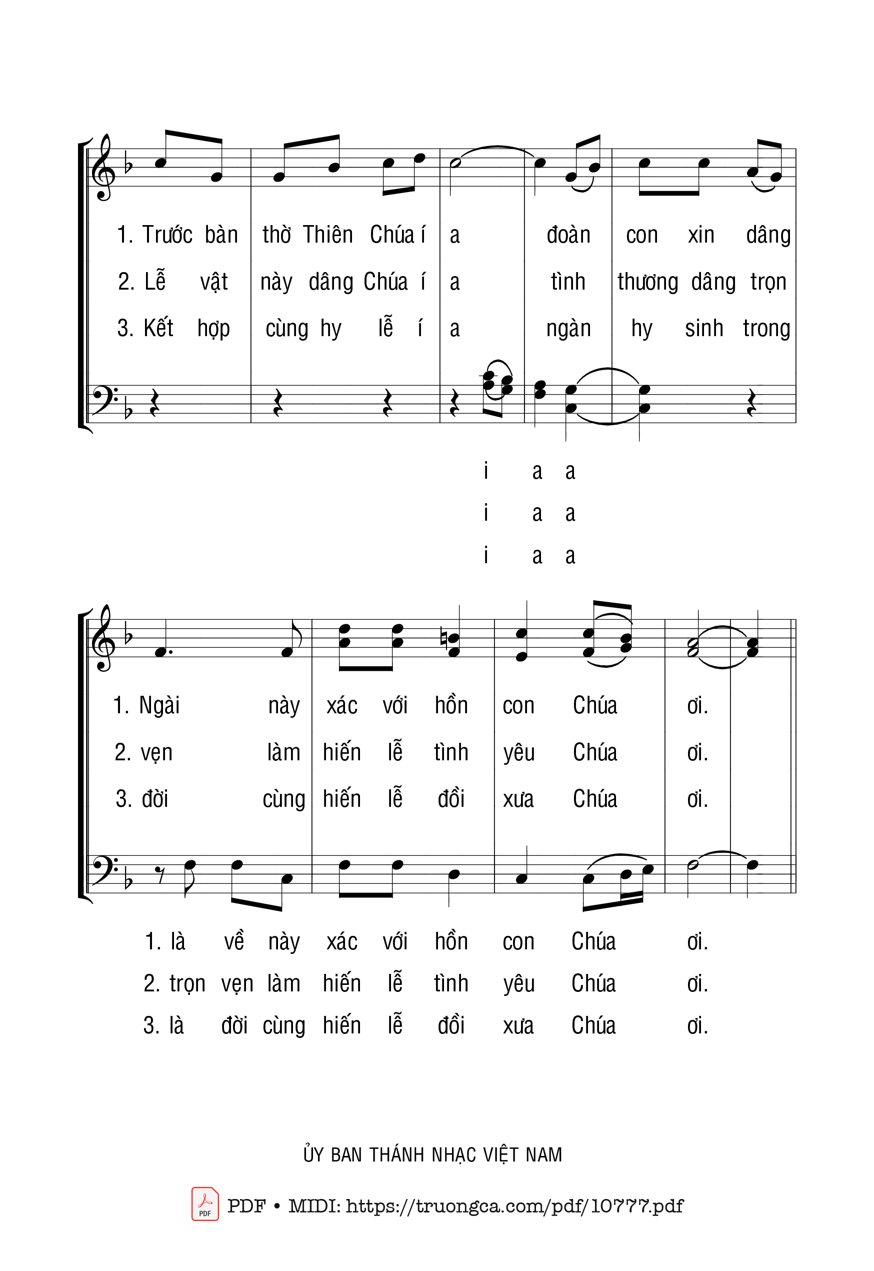 Page 2 of Sheet music PDF Ca Dâng Lễ - Văn Chi