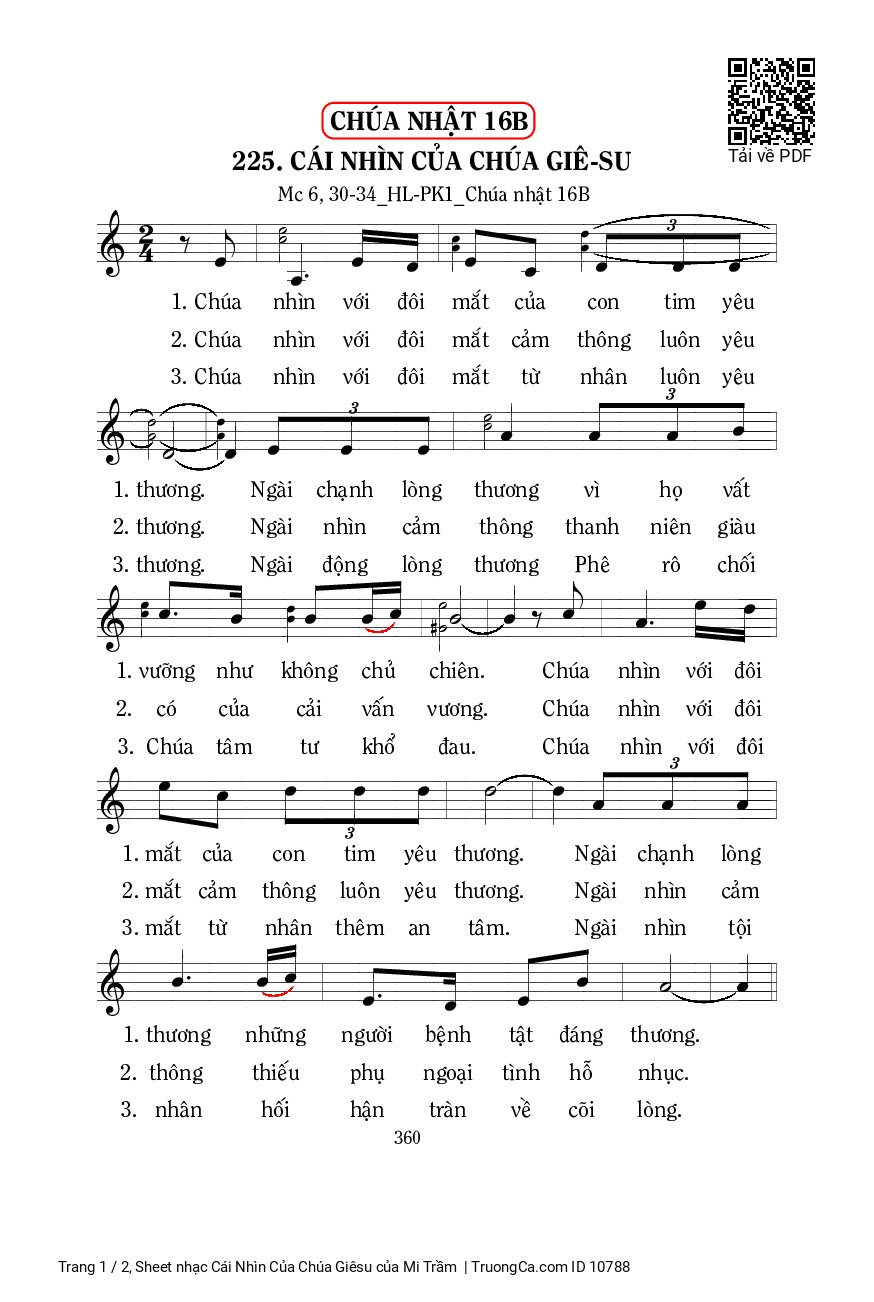 Sheet PDF of Cái Nhìn Của Chúa Giêsu