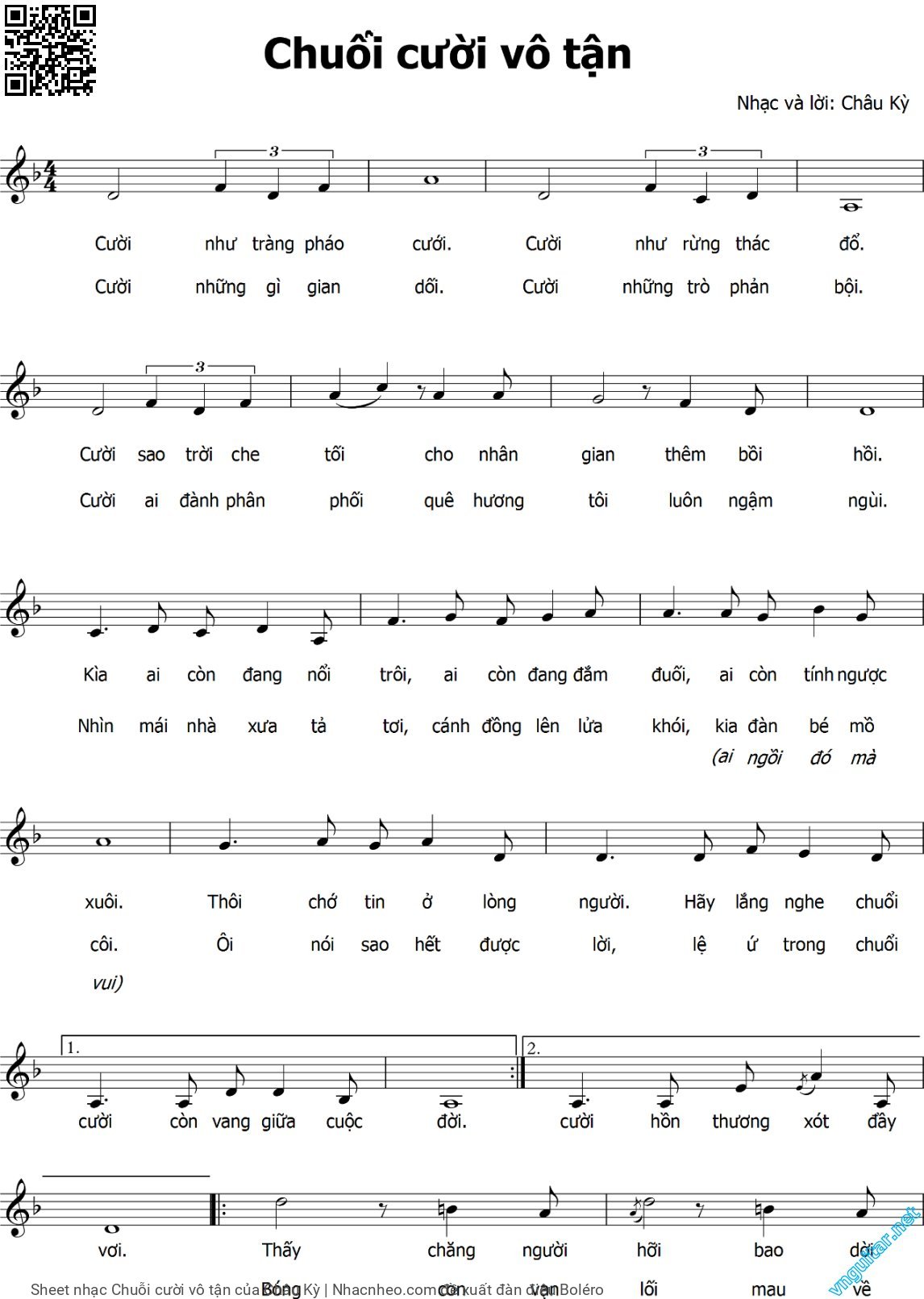 Page 1 of Sheet music PDF Chuỗi cười vô tận - Châu Kỳ