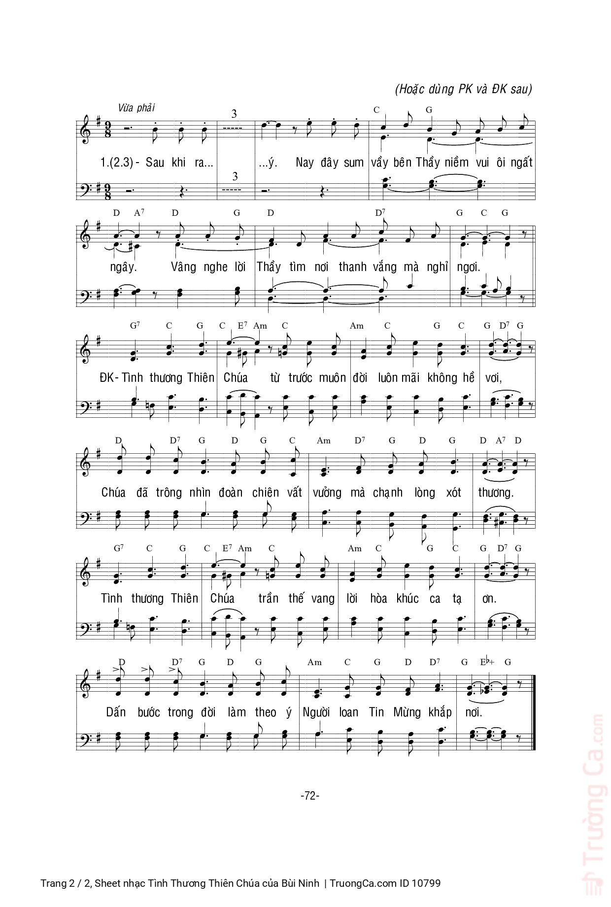 Page 2 of Sheet music PDF Tình Thương Thiên Chúa - Bùi Ninh