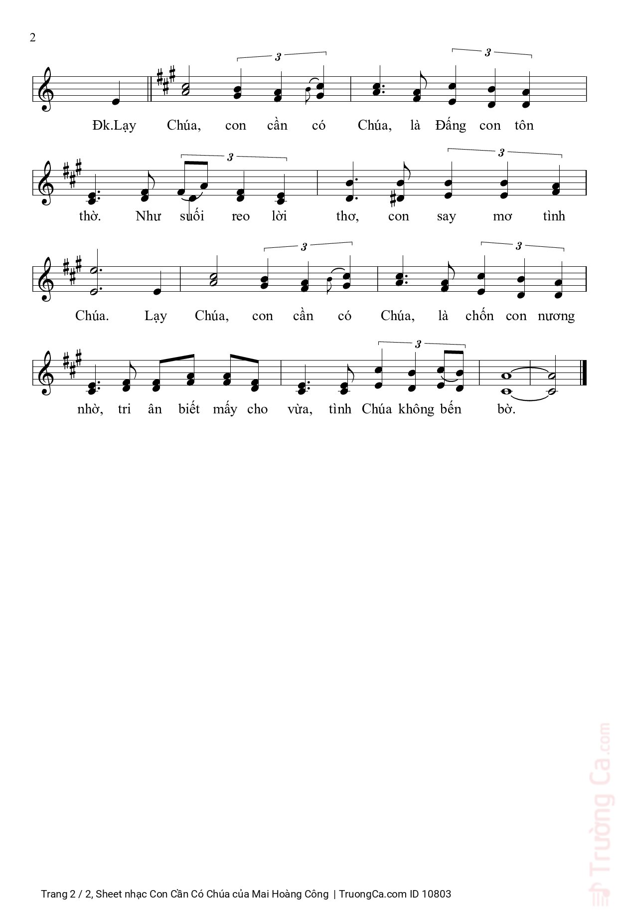 Page 2 of Sheet music PDF Con Cần Có Chúa - Mai Hoàng Công