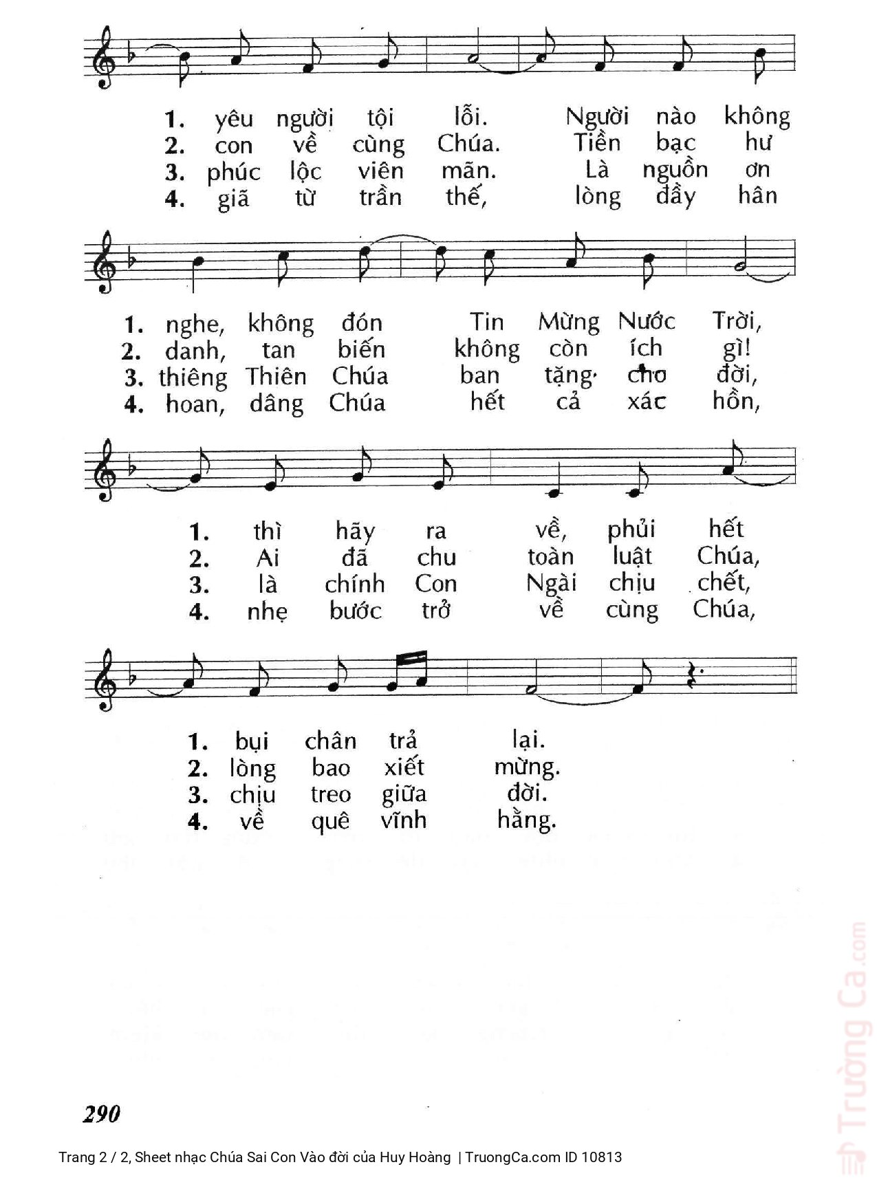 Page 2 of Sheet music PDF Chúa Sai Con Vào đời - Huy Hoàng