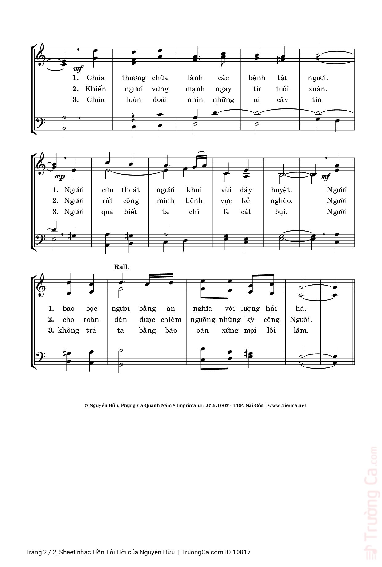 Page 2 of Sheet music PDF Hồn Tôi Hỡi - Nguyên Hữu