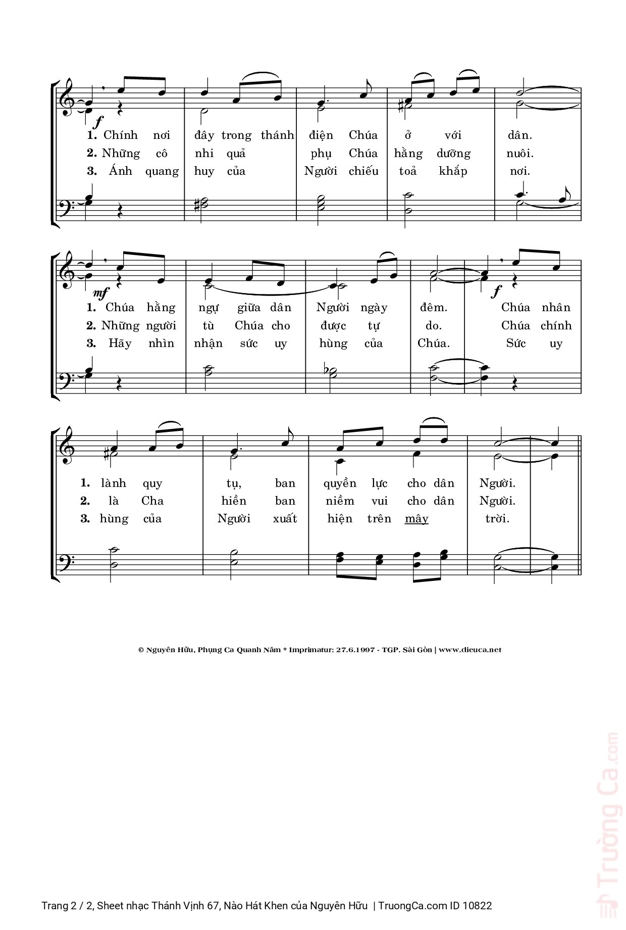 Page 2 of Sheet music PDF Thánh Vịnh 67, Nào Hát Khen - Nguyên Hữu