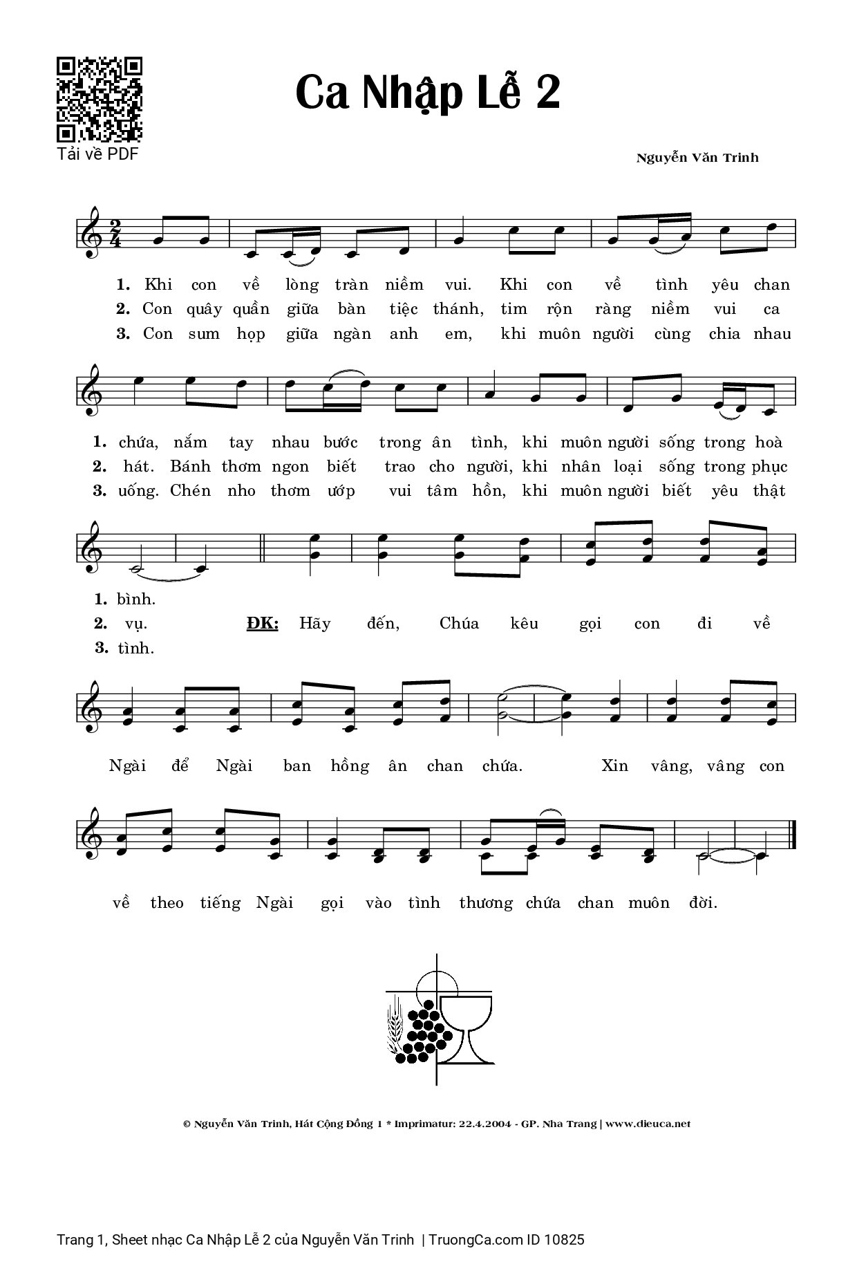 Khi con về lòng tràn niềm vui Khi con về tình yêu chan chứa, Trang 1