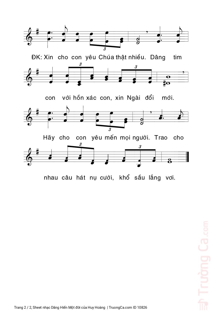Page 2 of Sheet music PDF Dâng Hiến Một đời - Huy Hoàng