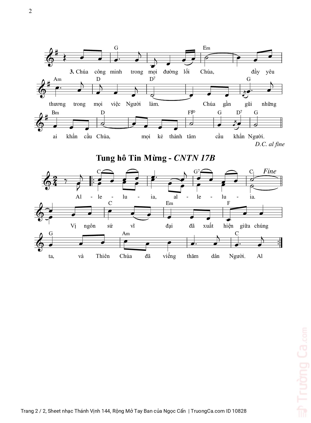 Page 2 of Sheet music PDF Thánh Vịnh 144, Rộng Mở Tay Ban - Ngọc Cẩn