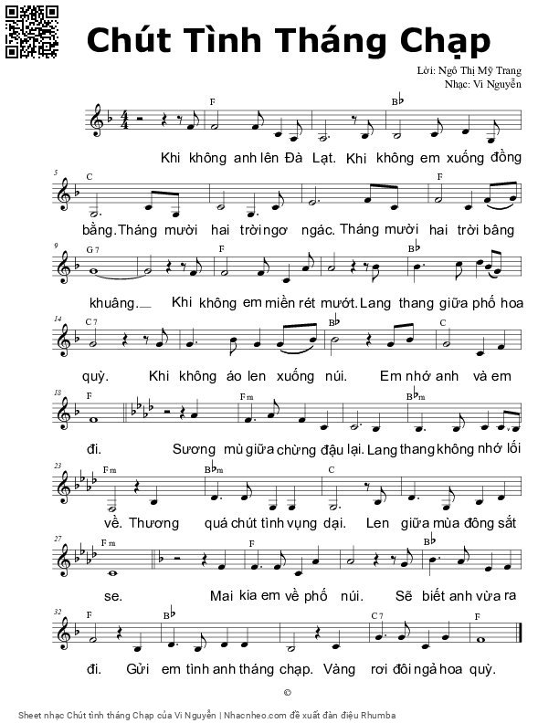 Sheet PDF of Chút tình tháng Chạp