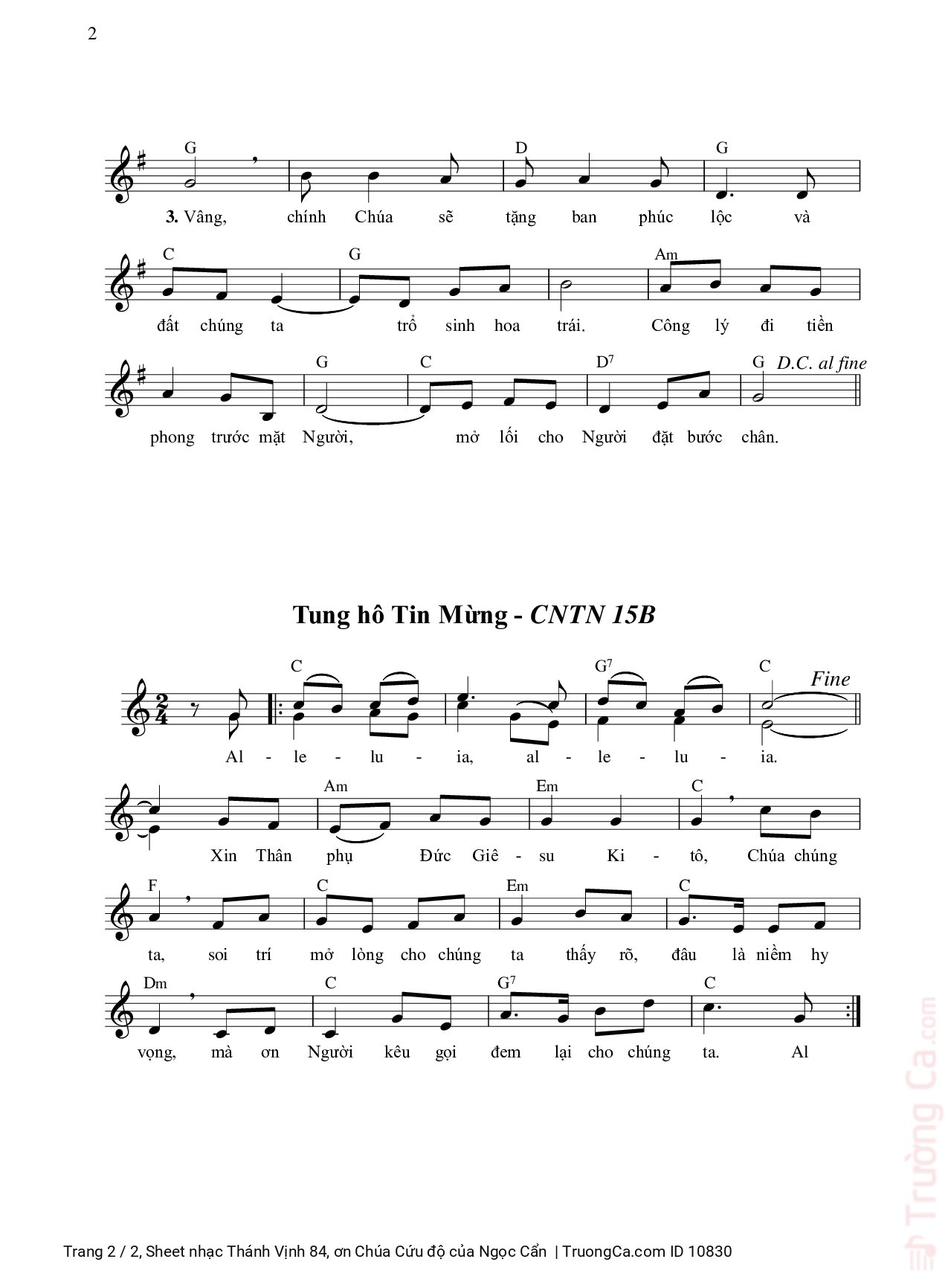 Page 2 of Sheet music PDF Thánh Vịnh 84, ơn Chúa Cứu độ - Ngọc Cẩn