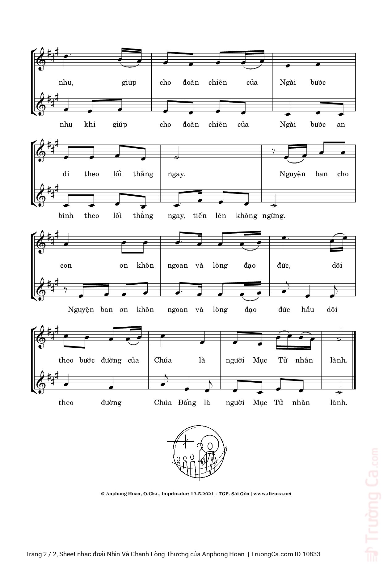 Page 2 of Sheet music PDF đoái Nhìn Và Chạnh Lòng Thương - Anphong Hoan