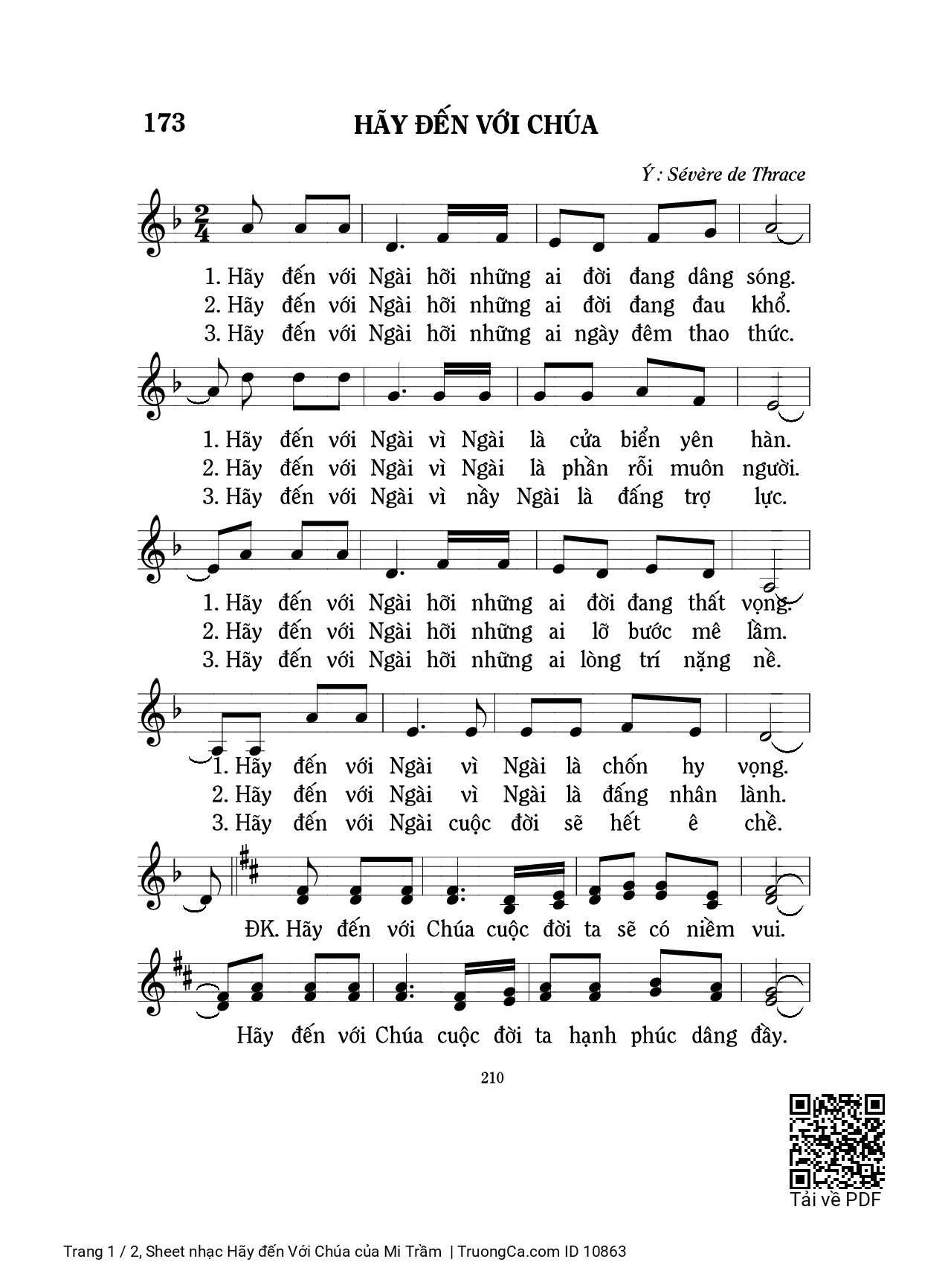 Sheet PDF of Hãy đến Với Chúa