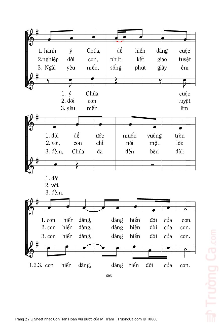 Page 2 of Sheet music PDF Con Hân Hoan Vui Bước - Mi Trầm