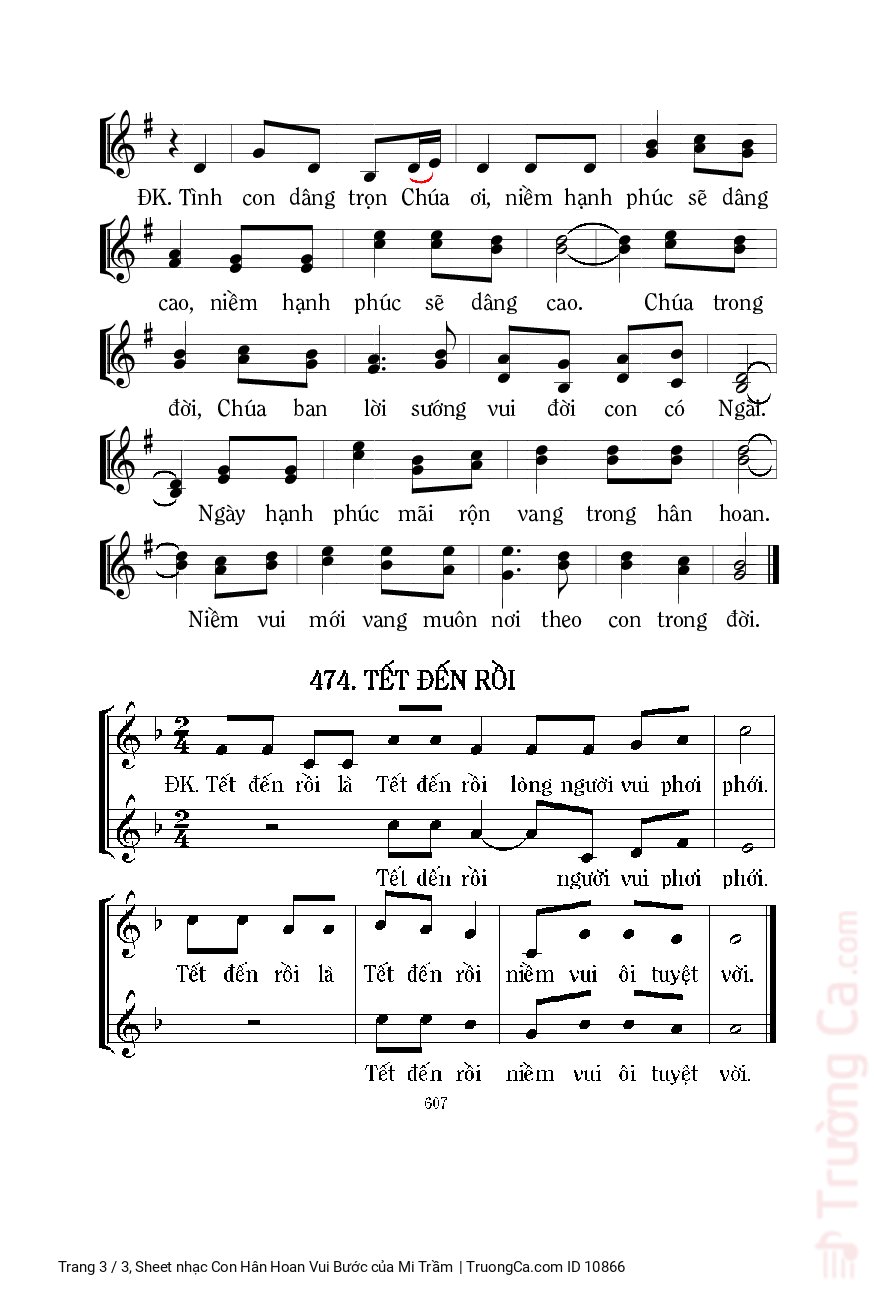 Page 3 of Sheet music PDF Con Hân Hoan Vui Bước - Mi Trầm