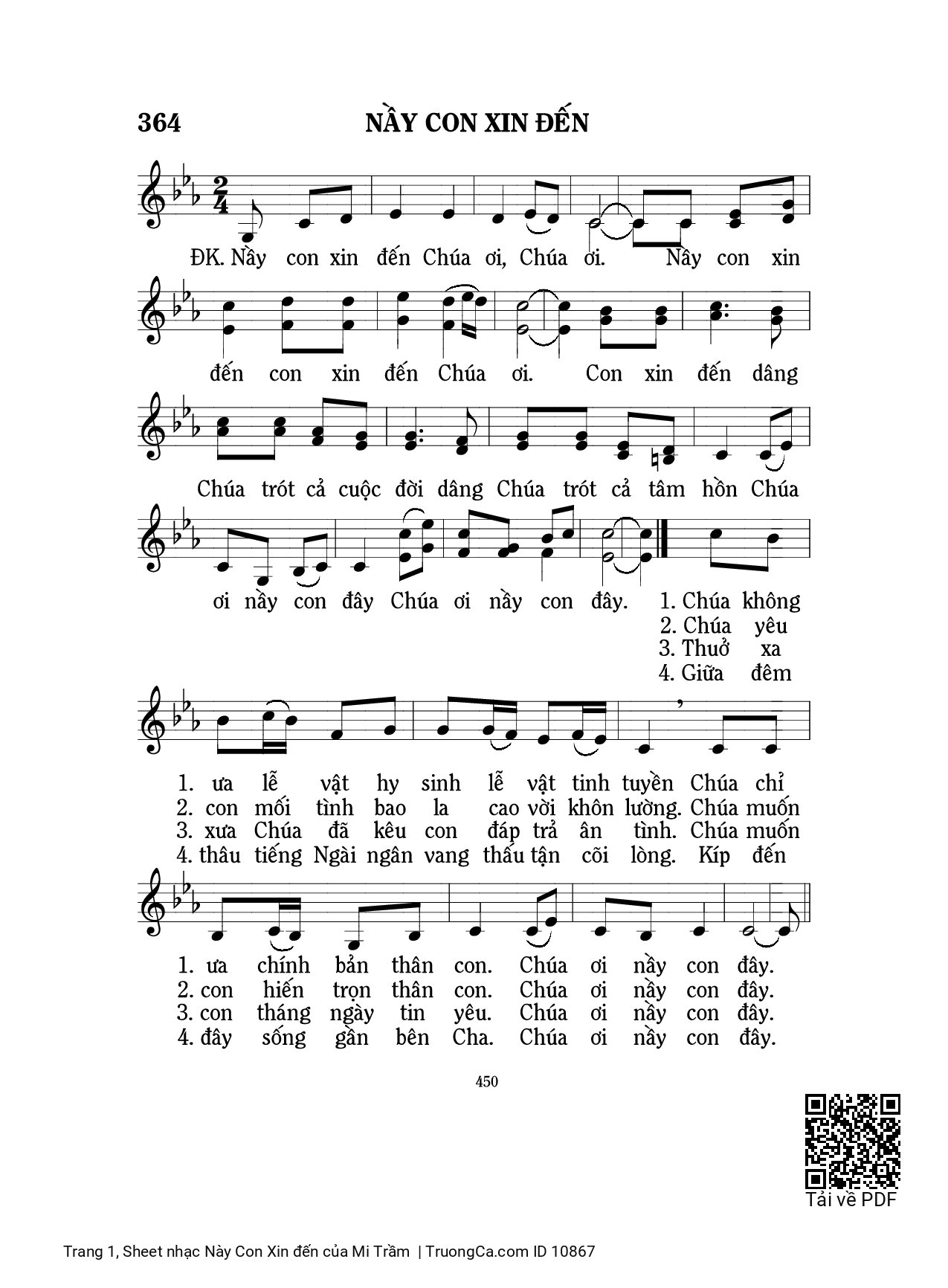 Sheet PDF of Này Con Xin đến