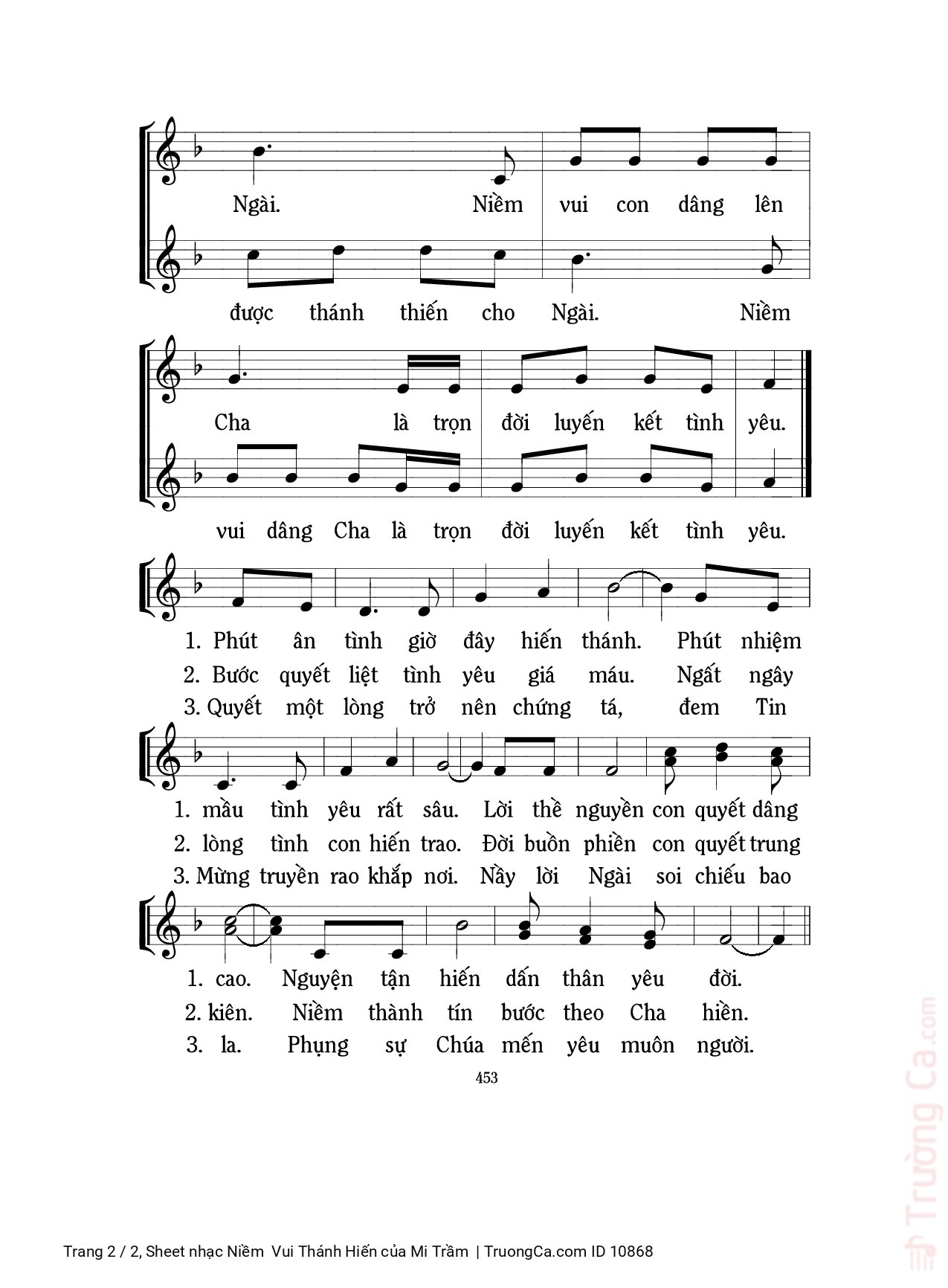 Page 2 of Sheet music PDF Niềm  Vui Thánh Hiến - Mi Trầm