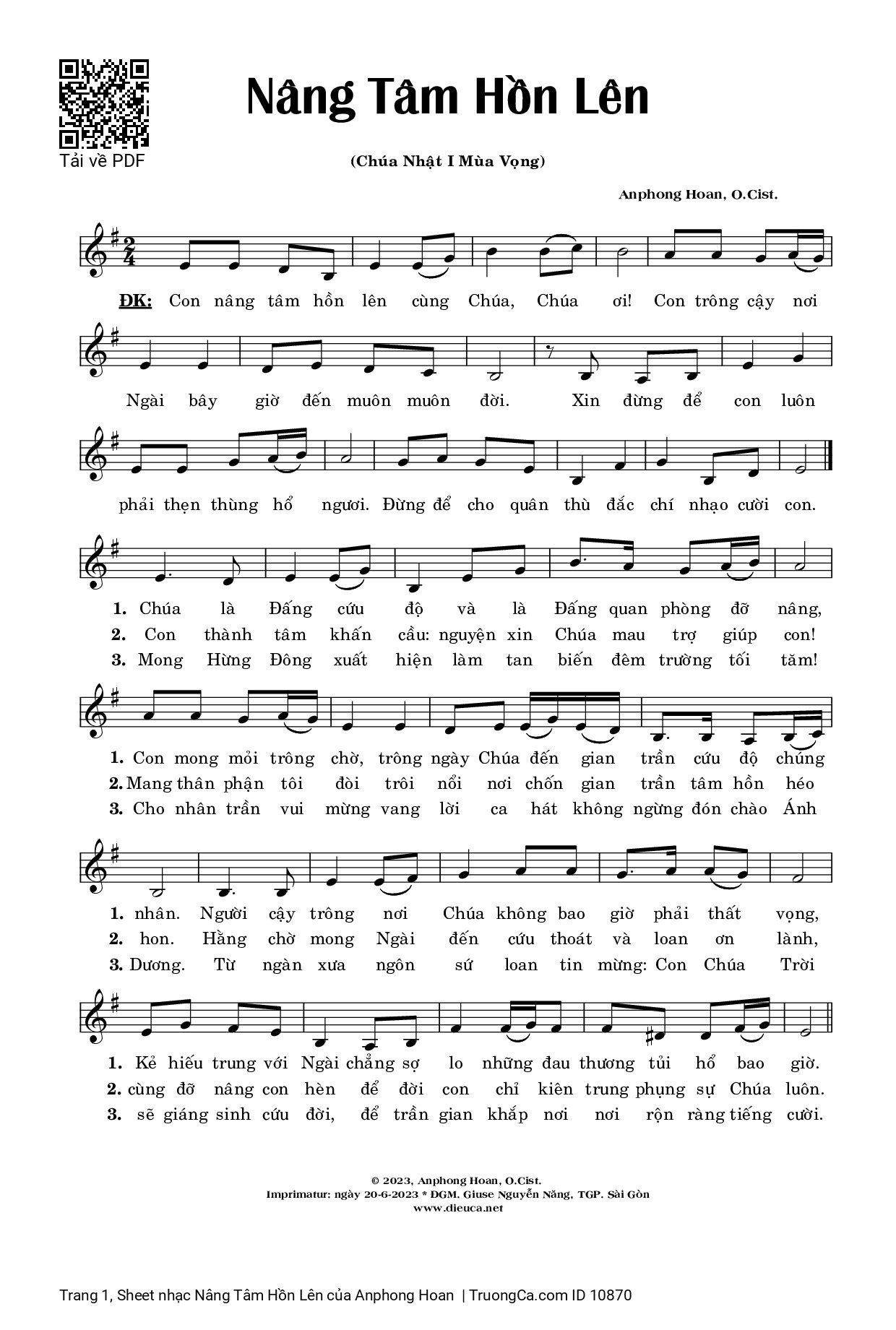 Sheet PDF of Nâng Tâm Hồn Lên