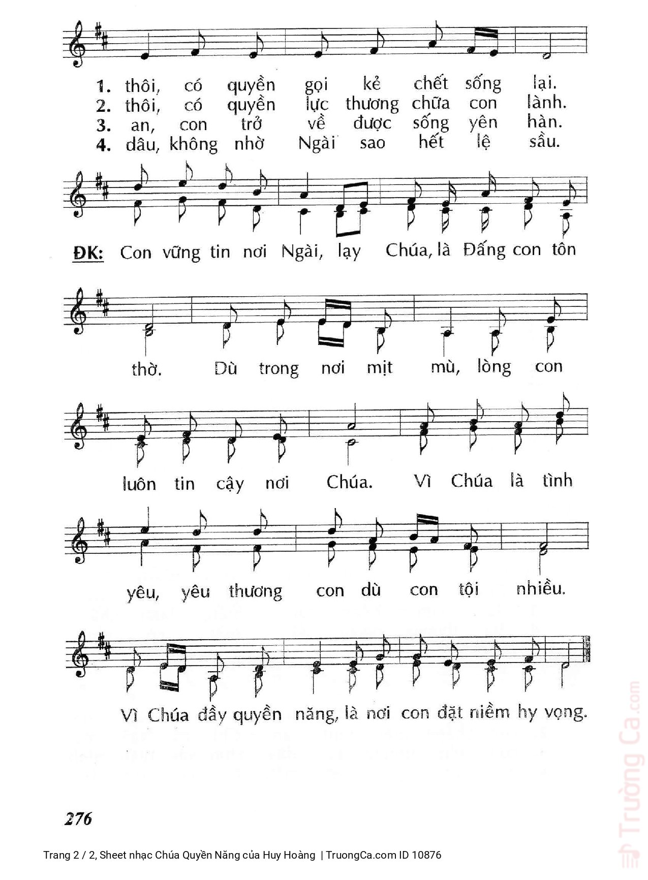 Page 2 of Sheet music PDF Chúa Quyền Năng - Huy Hoàng