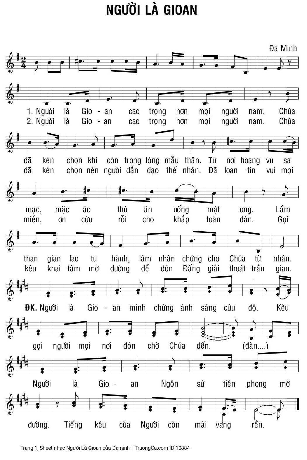 Page 1 of Sheet music PDF Người Là Gioan - Đaminh