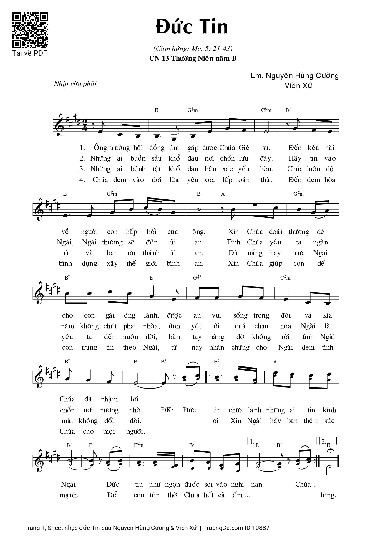 Page 1 of Sheet music PDF đức Tin - Nguyễn Hùng Cường & Viễn Xứ