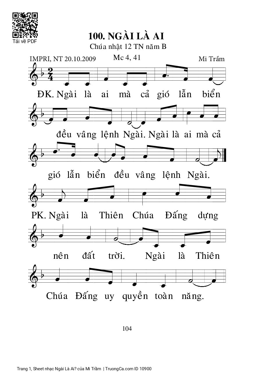 Page 1 of Sheet music PDF Ngài Là Ai? - Mi Trầm
