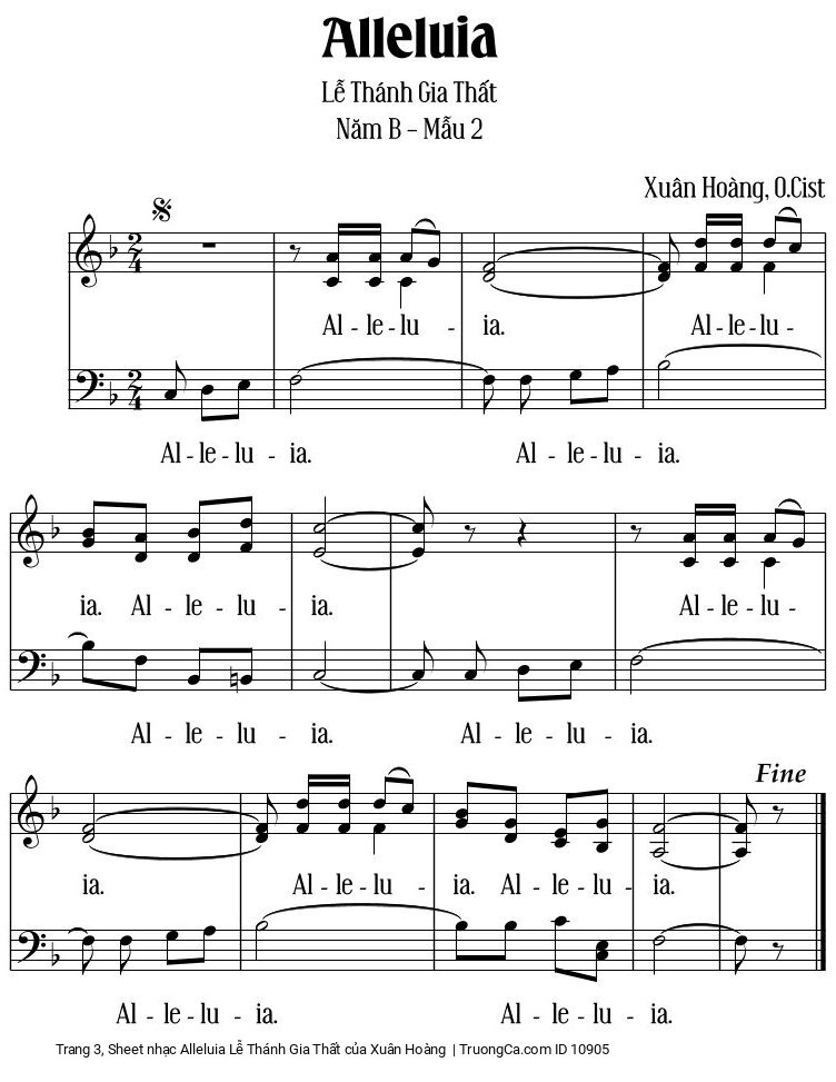 Page 3 of Sheet music PDF Alleluia Lễ Thánh Gia Thất - Xuân Hoàng